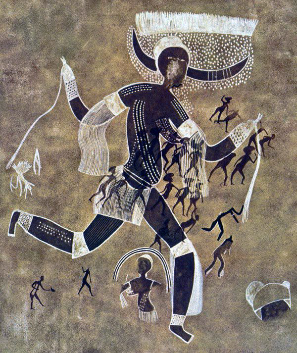 Running horned woman · Tassili n'Ajjer